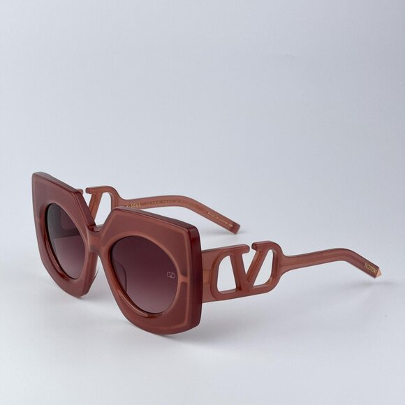 Valentino Women BRAND NEW Sunglasses Titanium Pink Gold Rose Oversized Square main image 6